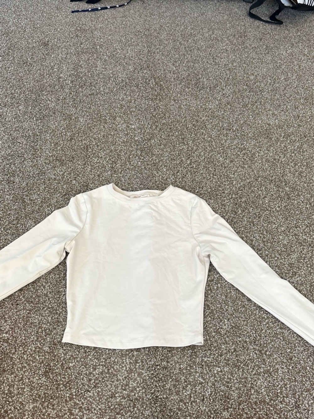 Women’s Long Sleeve Crop Top - Cream